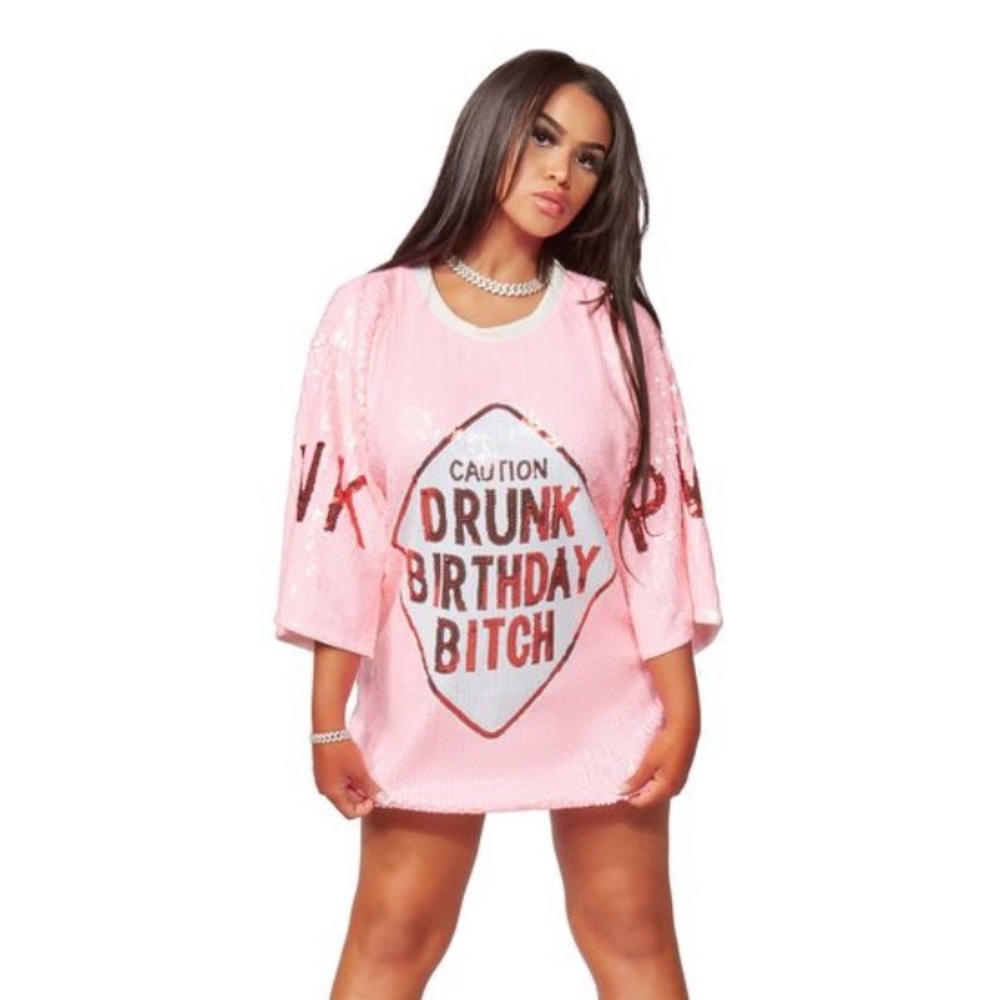 Birthday Bitch Pink Sequin Mini Dress